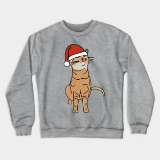 Christmas Kitty Cat in Santa Hat Crewneck Sweatshirt